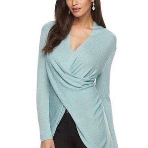 Elegant Light Blue Wrap Sweater